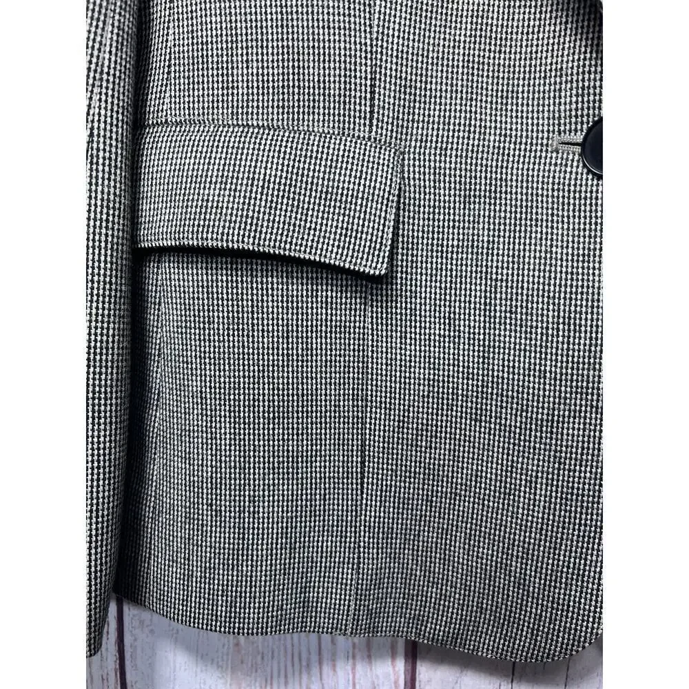 Evan Picone Women’s Wool Vintage Tweed Blazer Black Gray Formal Work Wear Size 8